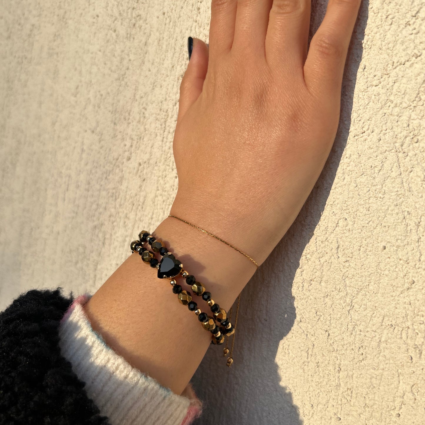 Bracelet double "Coeur Noir"