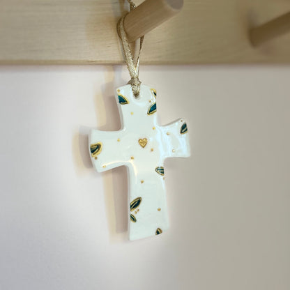 Suspension "Croix Motif Floral"