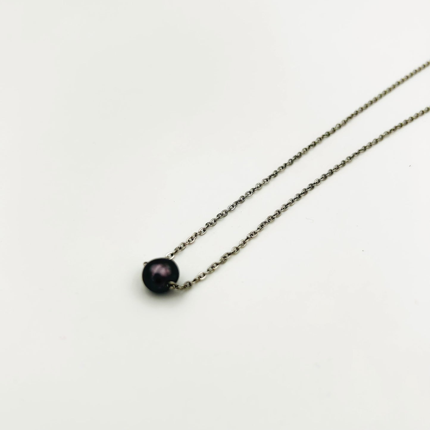 Silver Necklace and its Tahitian Pearl